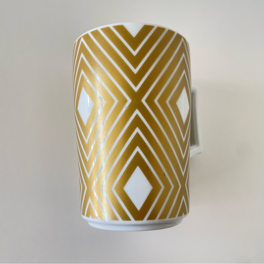 Starbucks x Rosanna Gold Diamond Print Argyle 12 OZ Coffee Mug Cup Germany 2013 - Picture 3 of 10